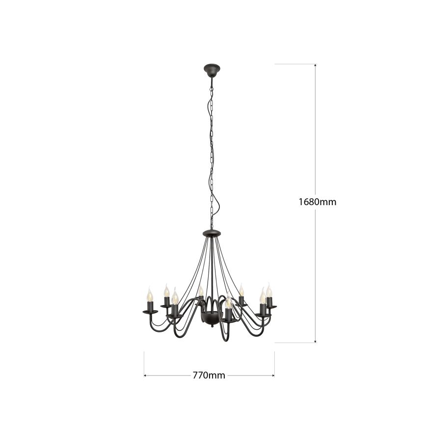 Lampadario a catena MALBO 8xE14/10W/230V nero