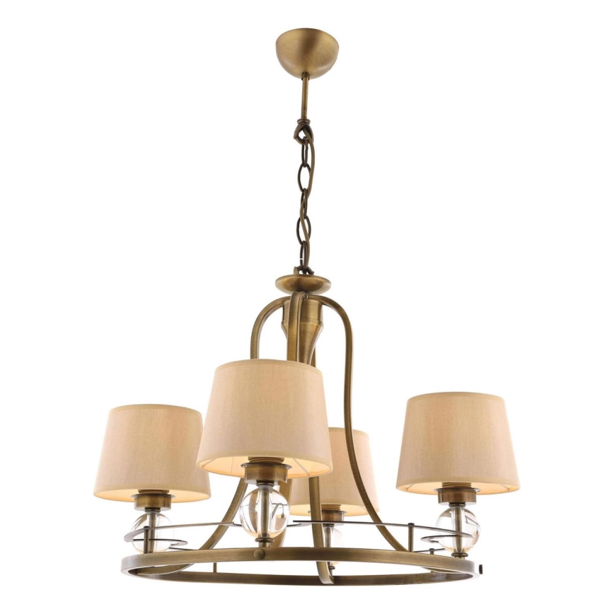 Lampadario a catena NARA 4xE27/40W/230V in ottone