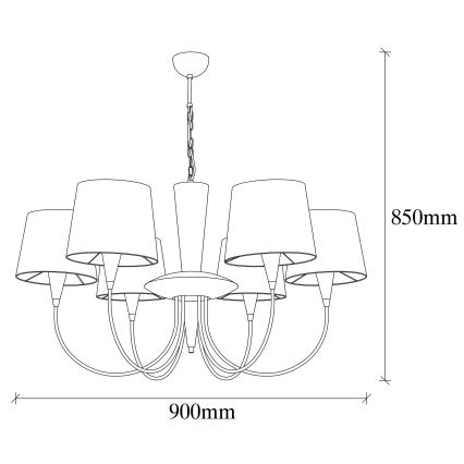 Lampadario a catena PARDO 6xE27/40W/230V oro/crema