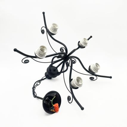 Lampadario a catena RETRO 5xE27/60W/230V nero/bianco