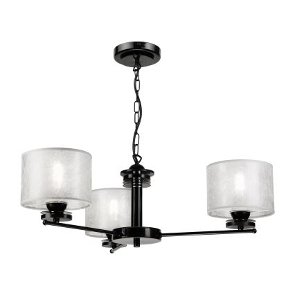 Lampadario a catena ROSA 3xE27/60W/230V nero/grigio