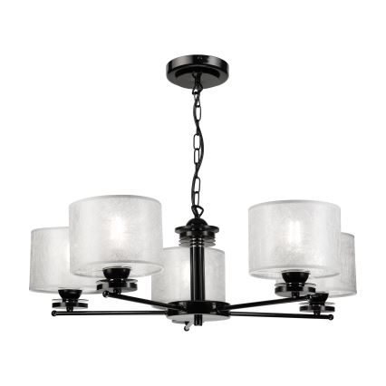 Lampadario a catena ROSA 5xE27/60W/230V nero/grigio
