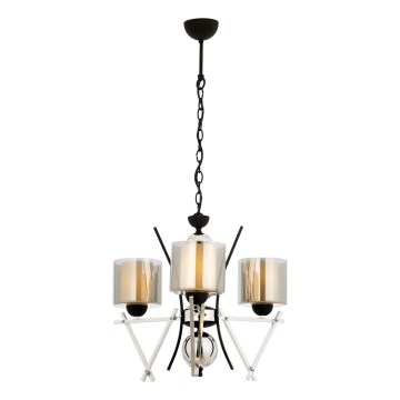 Lampadario a catena VARANA 3xE27/40W/230V nero/cromo lucido