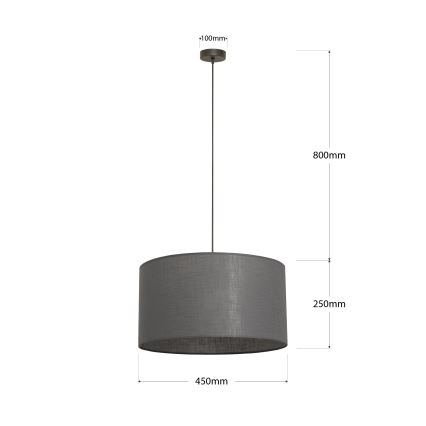 Lampadario a cavo ALBA 1xE27/15W/230V Ø 45 cm grigio