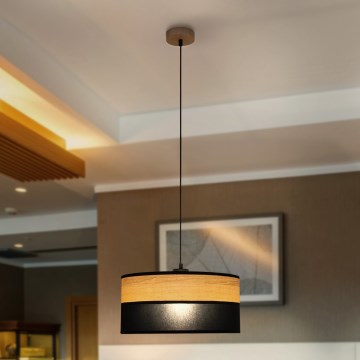 Lampadario a cavo ALBA 1xE27/15W/230V Ø 45 cm nero/marrone