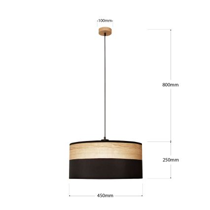 Lampadario a cavo ALBA 1xE27/15W/230V Ø 45 cm nero/marrone