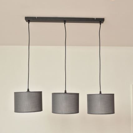 Lampadario a cavo ALBA 3xE27/15W/230V grigio