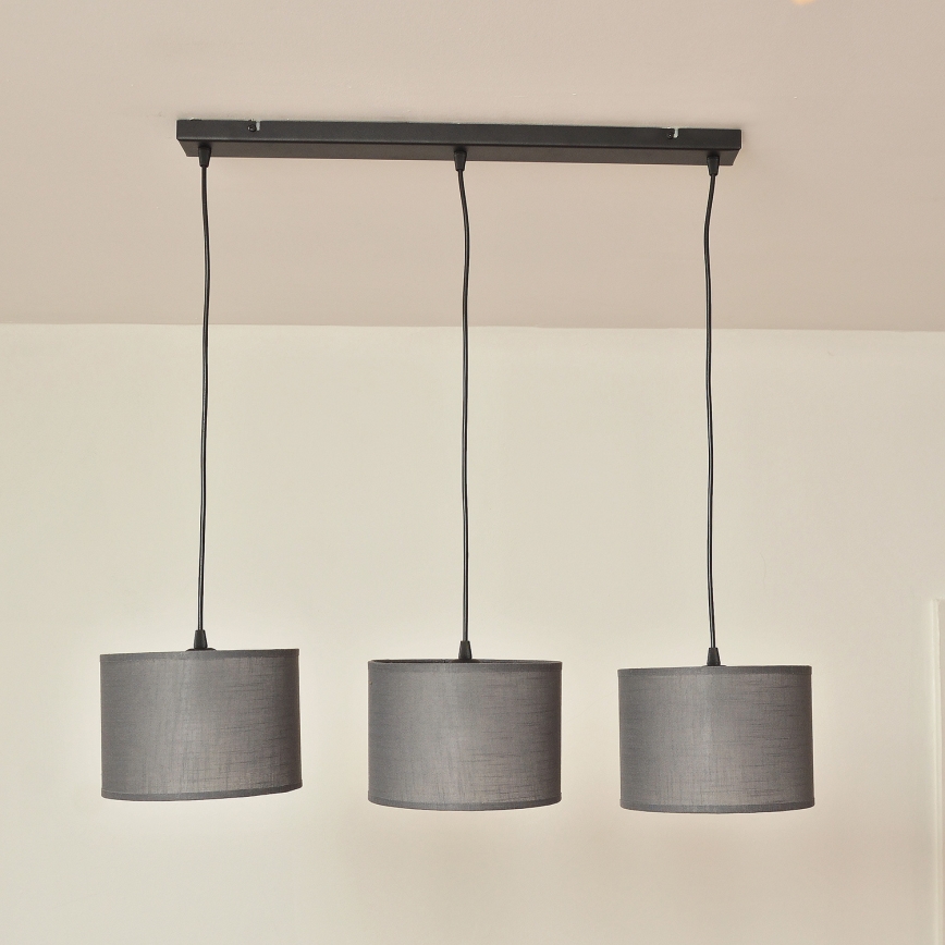 Lampadario a cavo ALBA 3xE27/15W/230V grigio