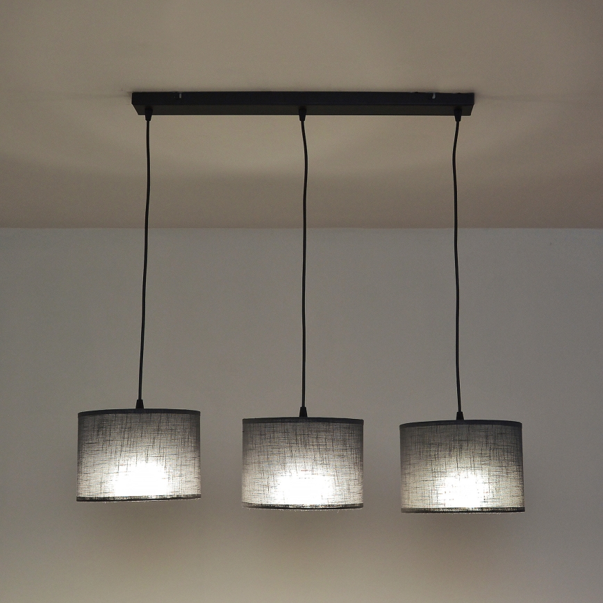 Lampadario a cavo ALBA 3xE27/15W/230V grigio