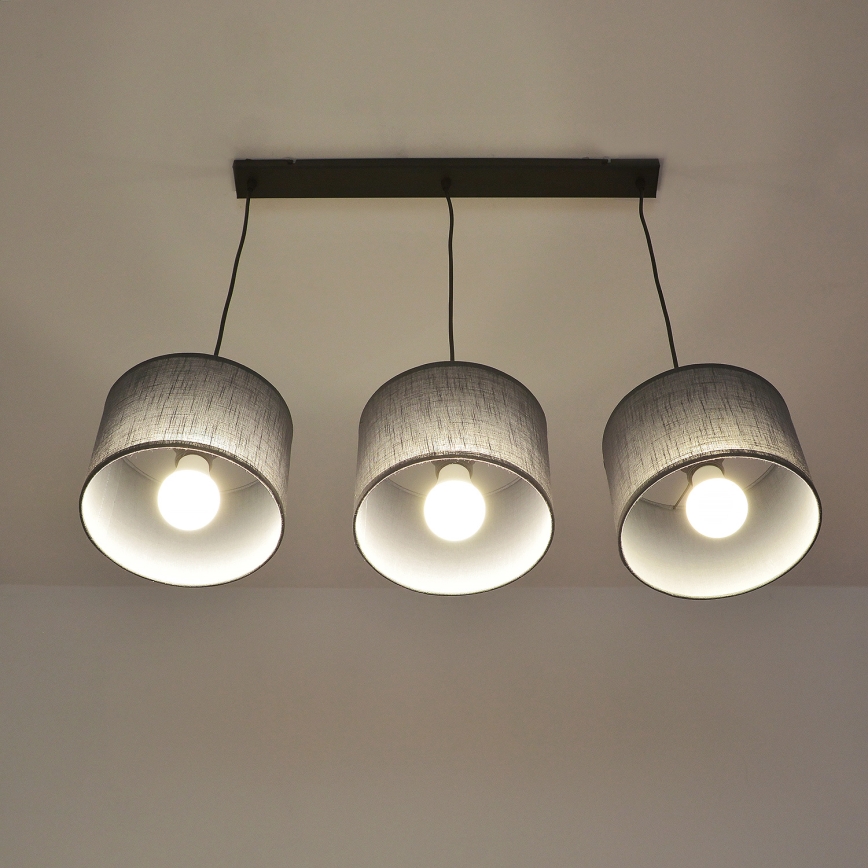 Lampadario a cavo ALBA 3xE27/15W/230V grigio