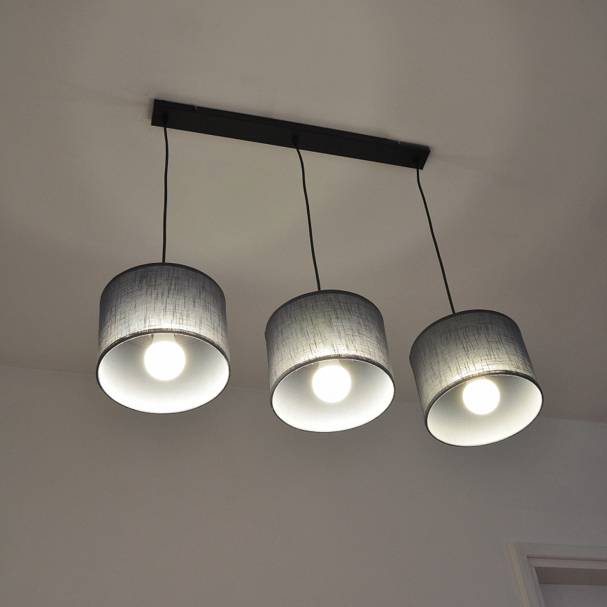 Lampadario a cavo ALBA 3xE27/15W/230V grigio