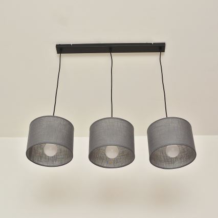 Lampadario a cavo ALBA 3xE27/15W/230V grigio