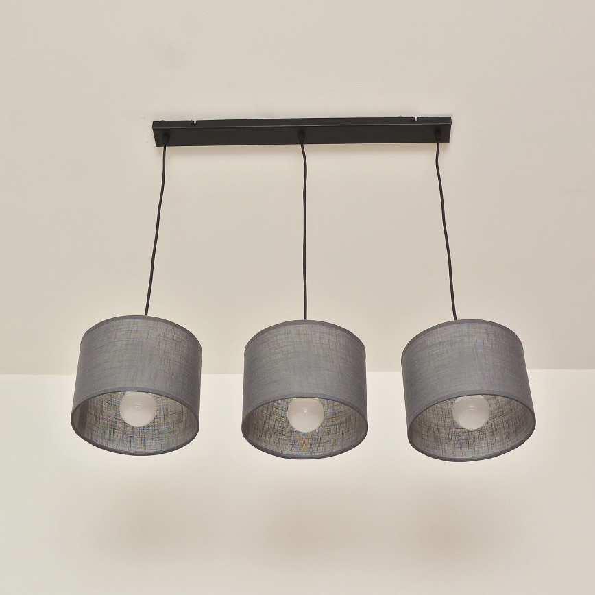 Lampadario a cavo ALBA 3xE27/15W/230V grigio