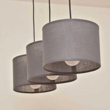 Lampadario a cavo ALBA 3xE27/15W/230V grigio