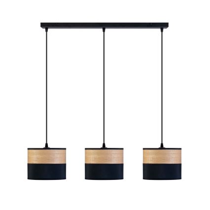 Lampadario a cavo ALBA 3xE27/15W/230V nero/marrone