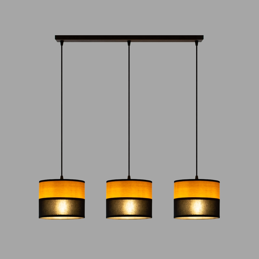 Lampadario a cavo ALBA 3xE27/15W/230V nero/marrone