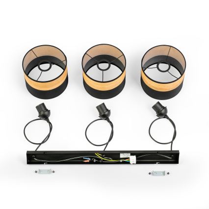 Lampadario a cavo ALBA 3xE27/15W/230V nero/marrone