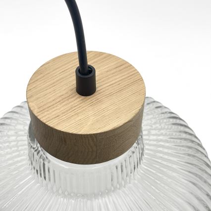 Lampadario a cavo ASTA 1xE27/60W/230V Ø 28 cm rovere