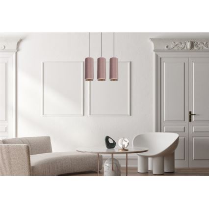 Lampadario a cavo AVALO 3xE27/60W/230V rosa/rame