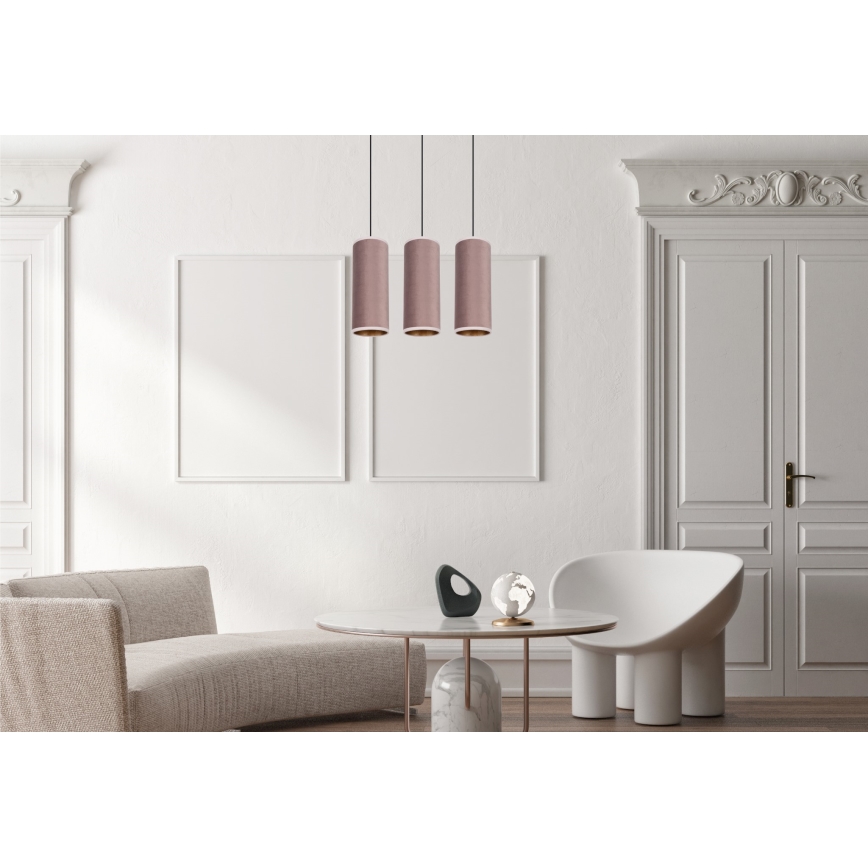 Lampadario a cavo AVALO 3xE27/60W/230V rosa/rame