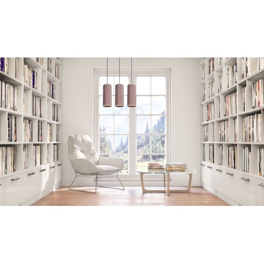 Lampadario a cavo AVALO 3xE27/60W/230V rosa/rame