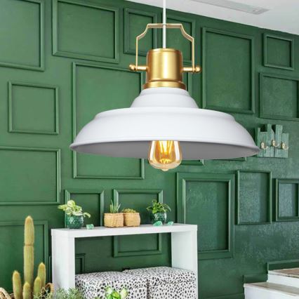 Lampadario a cavo AYD 1xE27/40W/230V bianco/oro