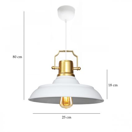 Lampadario a cavo AYD 1xE27/40W/230V bianco/oro