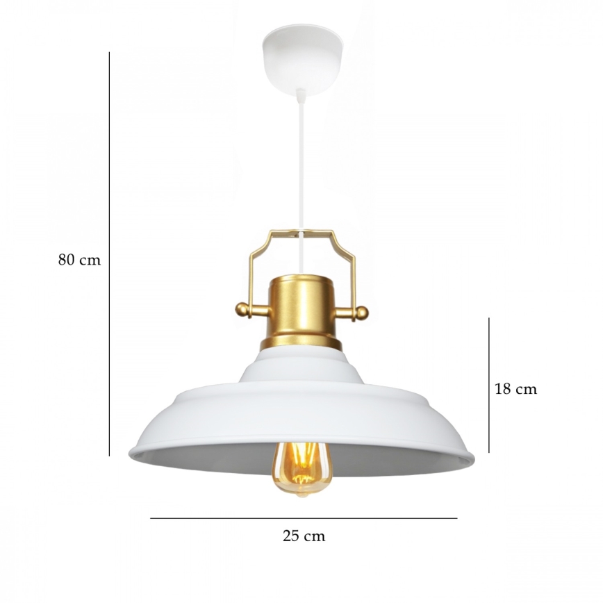 Lampadario a cavo AYD 1xE27/40W/230V bianco/oro