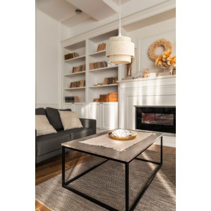 Lampadario a cavo BOHO 1xE27/60W/230V Ø 20 cm bianco