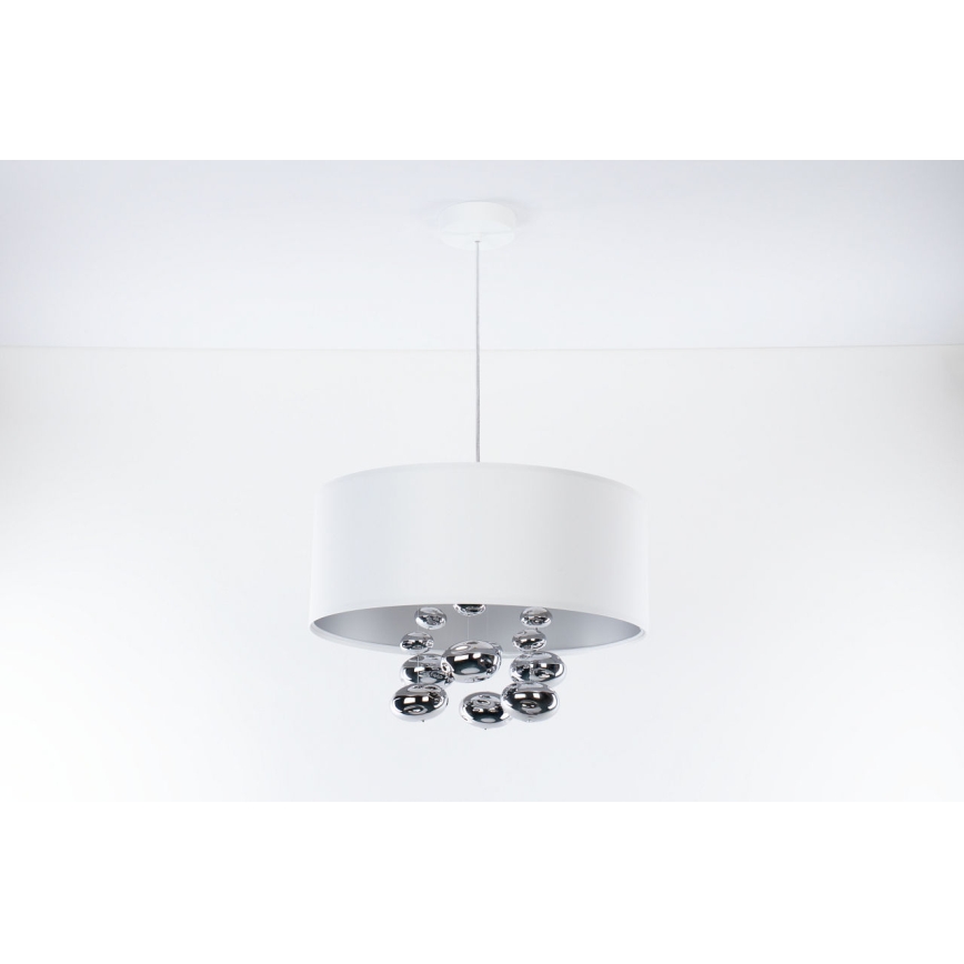 Lampadario a cavo BUBBLE 1xE27/60W/230V Ø 50 cm bianco