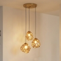 Lampadario a cavo CRISTAL 3xE14/15W/230V ottone/beige fumé