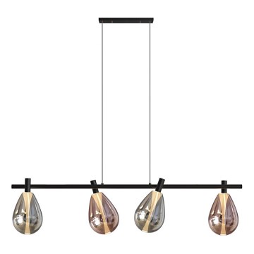 Lampadario a cavo DENSO 4xG9/5W/230V nero cromato/rame