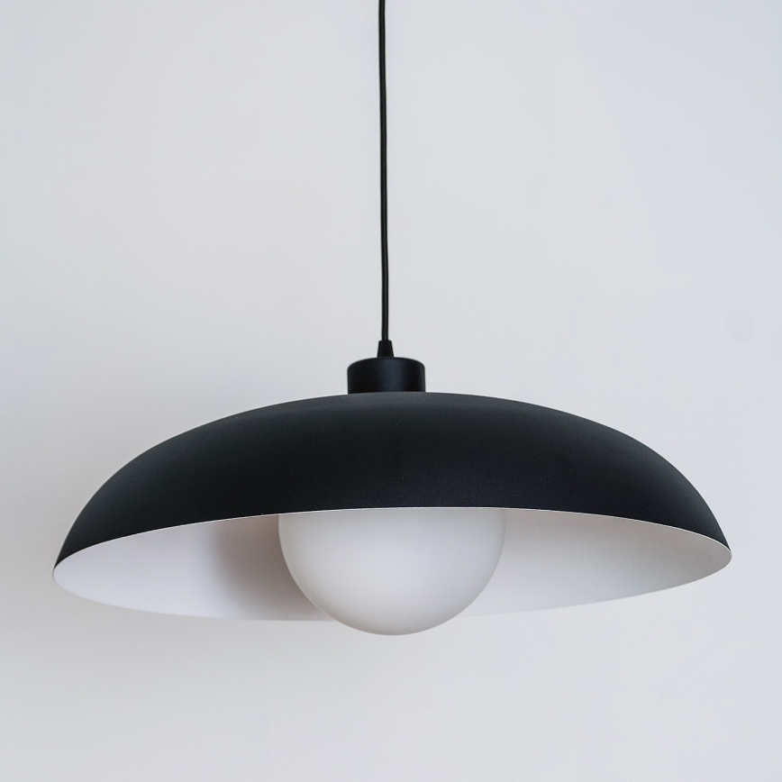 Lampadario a cavo ECLIPSE 1xE27/15W/230V nero/bianco