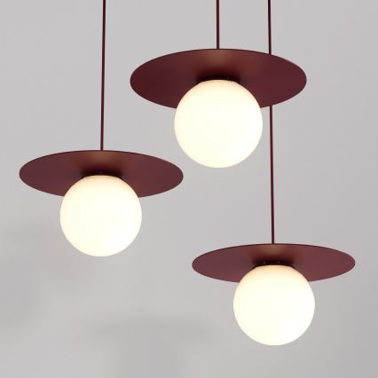 Lampadario a cavo FLAT 3xE27/15W/230V bordeaux