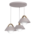 Lampadario a cavo FUNDA 3xE27/15W/230V color crema