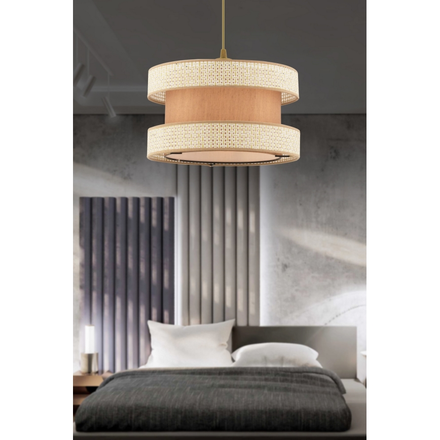 Lampadario a cavo HALO 1xE27/60W/230V beige/crema