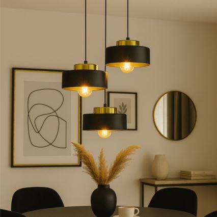 Lampadario a cavo IGNIA 3xE27/60W/230V nero/oro