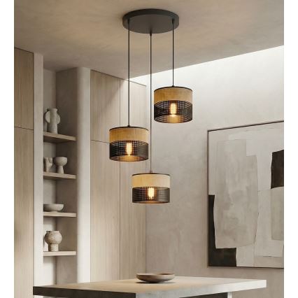 Lampadario a cavo KARBON 3xE27/15W/230V nero/marrone