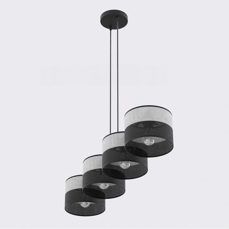 Lampadario a cavo KARBON 4xE27/15W/230V nero/grigio