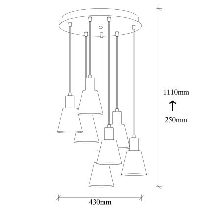 Lampadario a cavo KEM 7xE27/40W/230V dorato