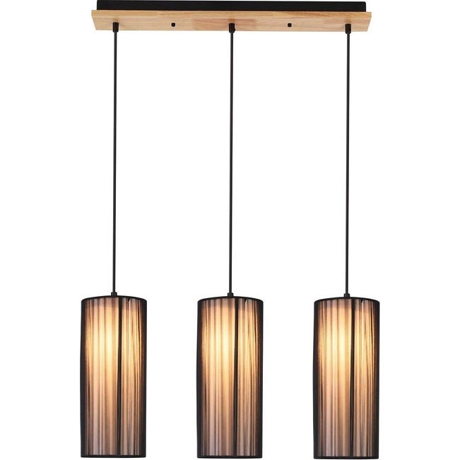 Lampadario a cavo KIOTO 3xE27/40W/230V nero/faggio