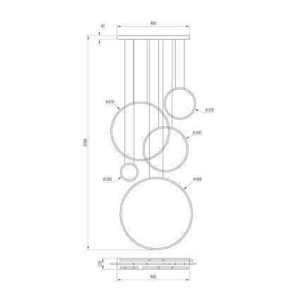 Lampadario a cavo LED SATURNO LED/100W/230V dorato