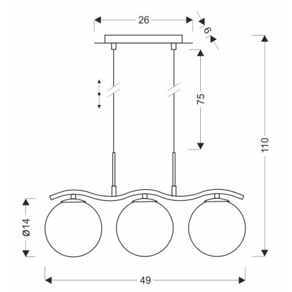 Lampadario a cavo LUMOS 3xG9/20W/230V nero fumé