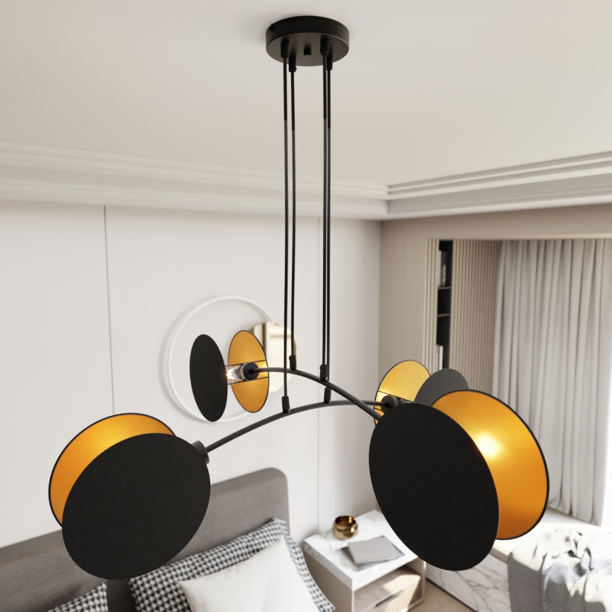 Lampadario a cavo MOTIF 4xE27/15W/230V nero