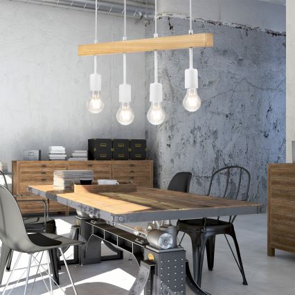 Lampadario a cavo ORAZIO 4xE27/60W/230V faggio