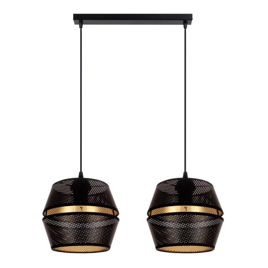 Lampadario a cavo PARIS 2xE27/60W/230V nero/oro