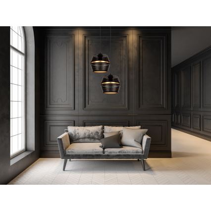 Lampadario a cavo PARIS 2xE27/60W/230V nero/oro
