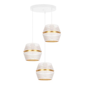 Lampadario a cavo PARIS 3xE27/60W/230V diam. 45 cm bianco/oro