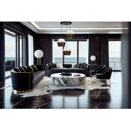 Lampadario a cavo PARIS 3xE27/60W/230V diam. 45 cm bianco/nero/oro