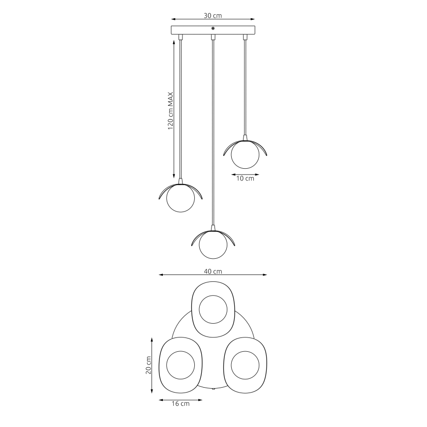Lampadario a cavo RITUAL 3xG9/8W/230V nero